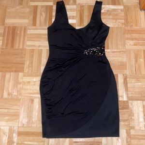 C Graffitti Black Ruched Dress with Bling